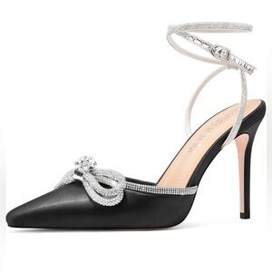 HDEUOLM Rhinestone Sandal Pumps